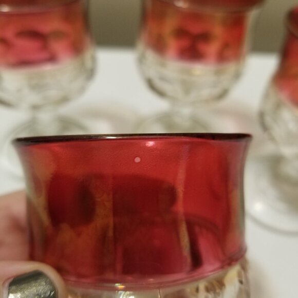 Indiana Glass Kings Crown Ruby Red/Cranberry Thumbprint Glass, Medium, Set of 4 - Picture 6 of 8